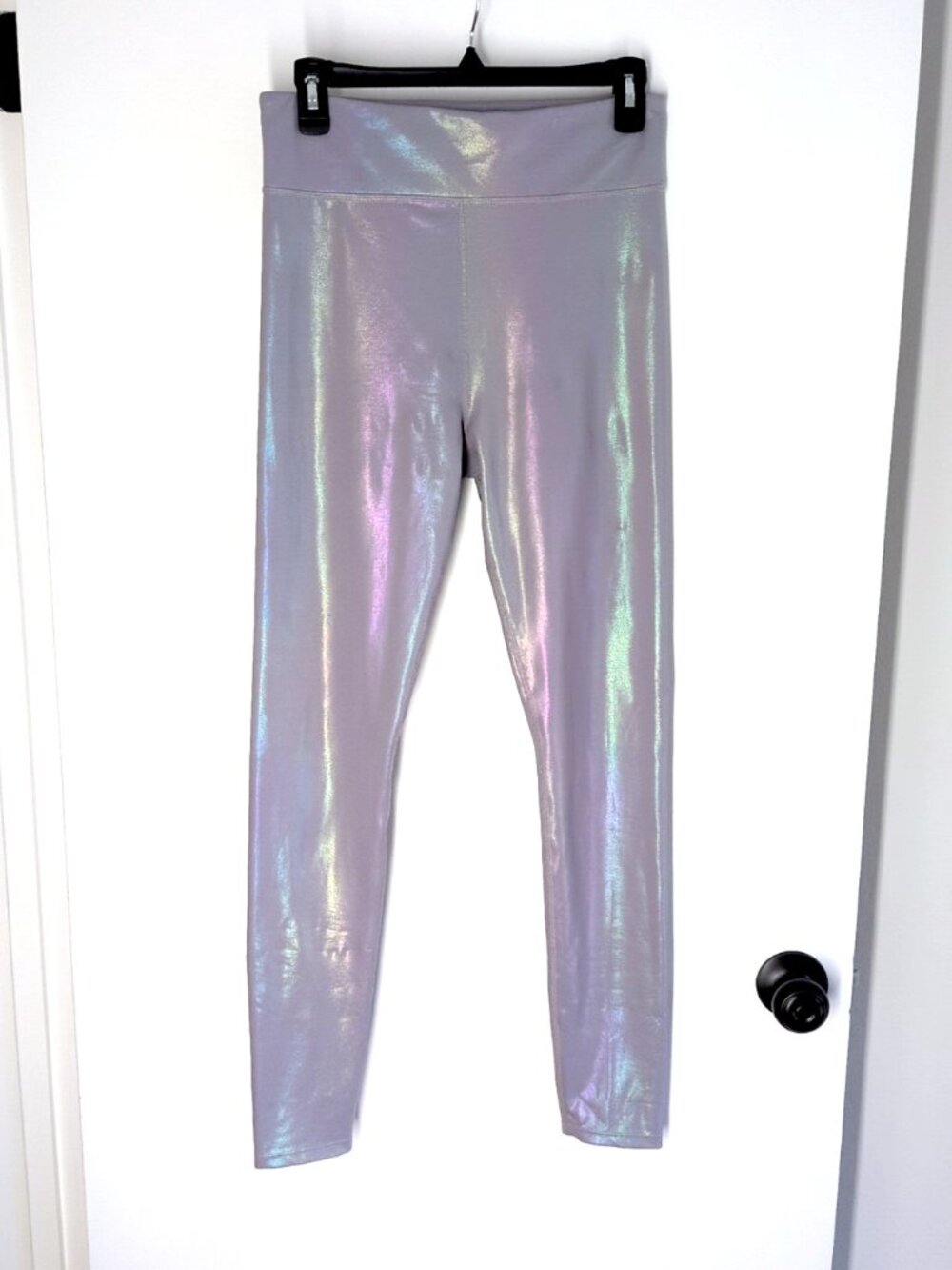 Carbon38 Luminous iridescent lavender foil gym leggings M high rise purple lilac